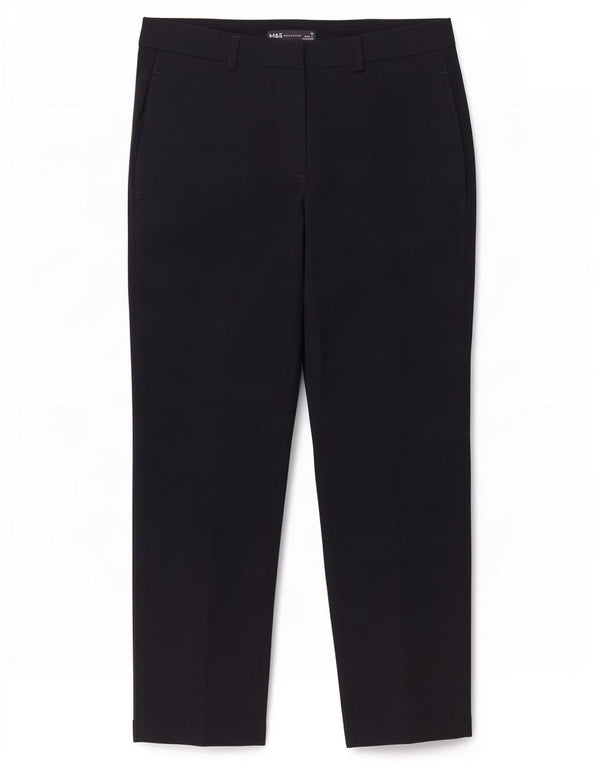 Marks & Spencer Womens Crop Suit Trousers UK 10 Small W30 L25 Navy Blue