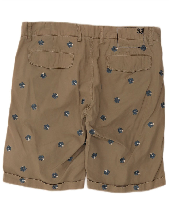Sun68 Mens Regular Chino Shorts W33 Medium Beige Floral Cotton