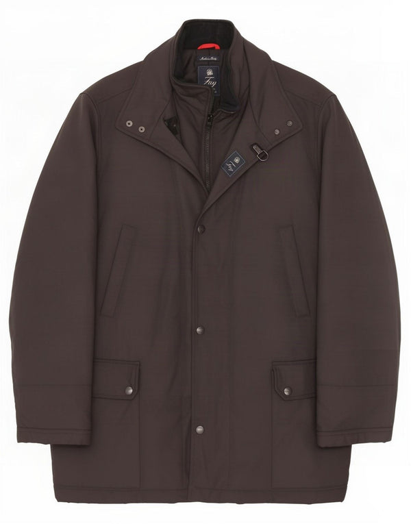 Fay Mens Overcoat UK 46 3XL Black Polyamide