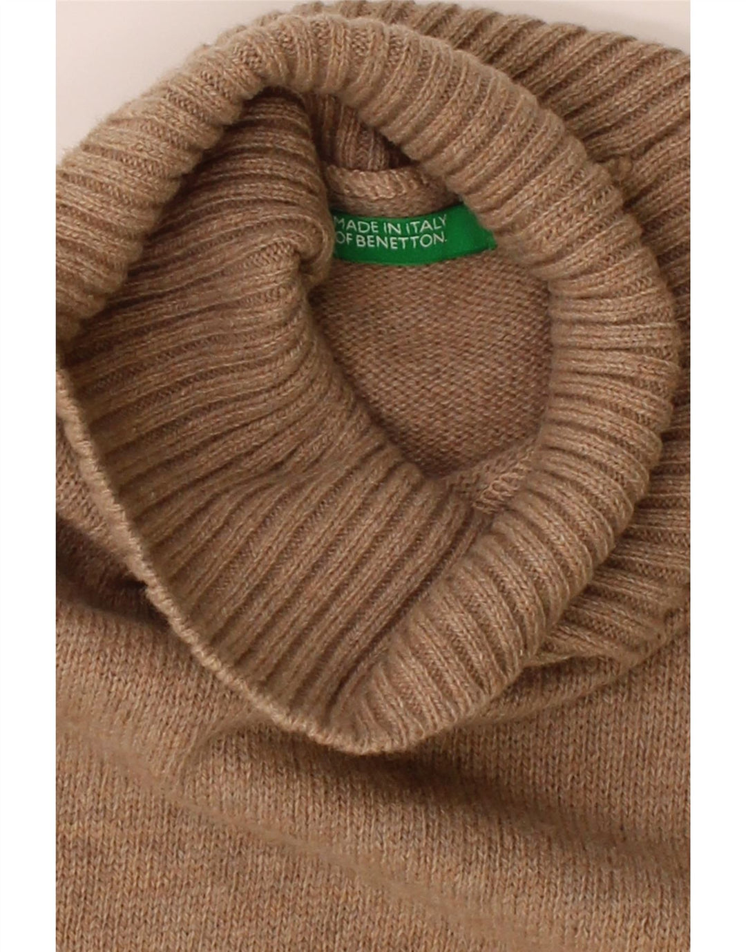 BENETTON Womens Crop Roll Neck Jumper Sweater UK 12 Medium Brown Vintage Benetton and Second-Hand Benetton from Messina Hembry 