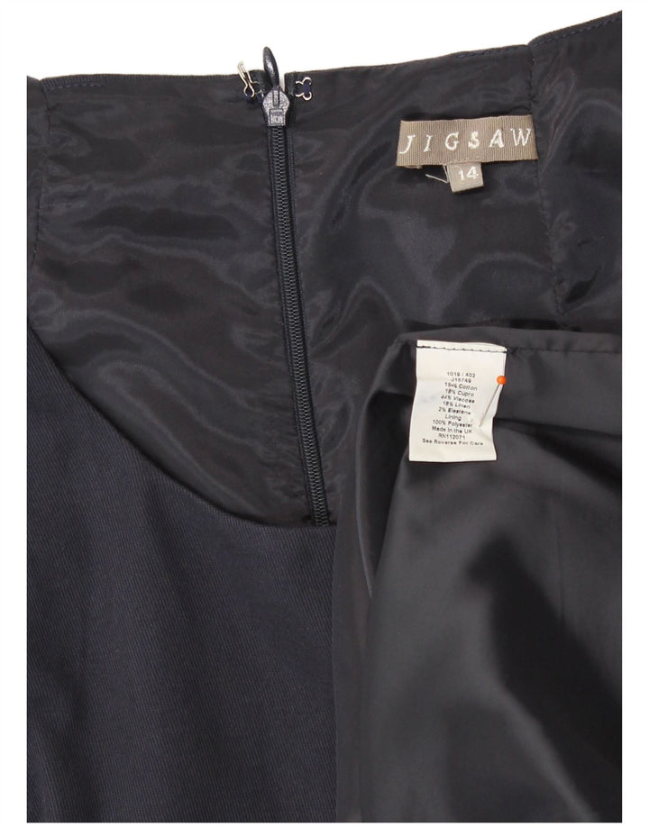 Jigsaw Womens Sleeveless Sheath Dress UK 14 Medium Navy Blue Viscose