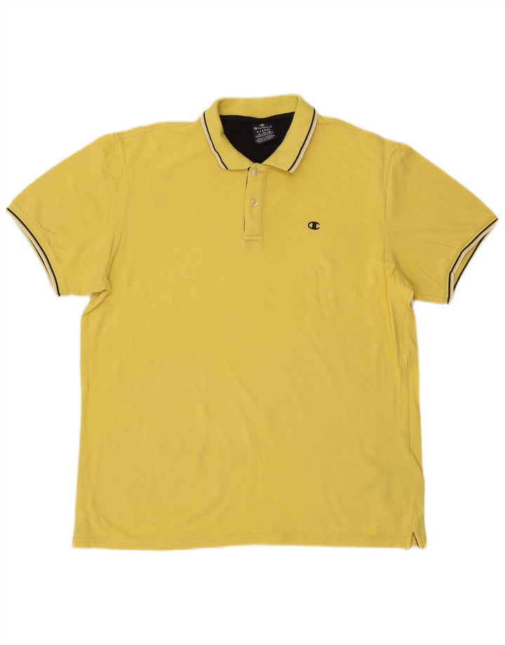 CHAMPION Mens Polo Shirt XL Yellow Cotton