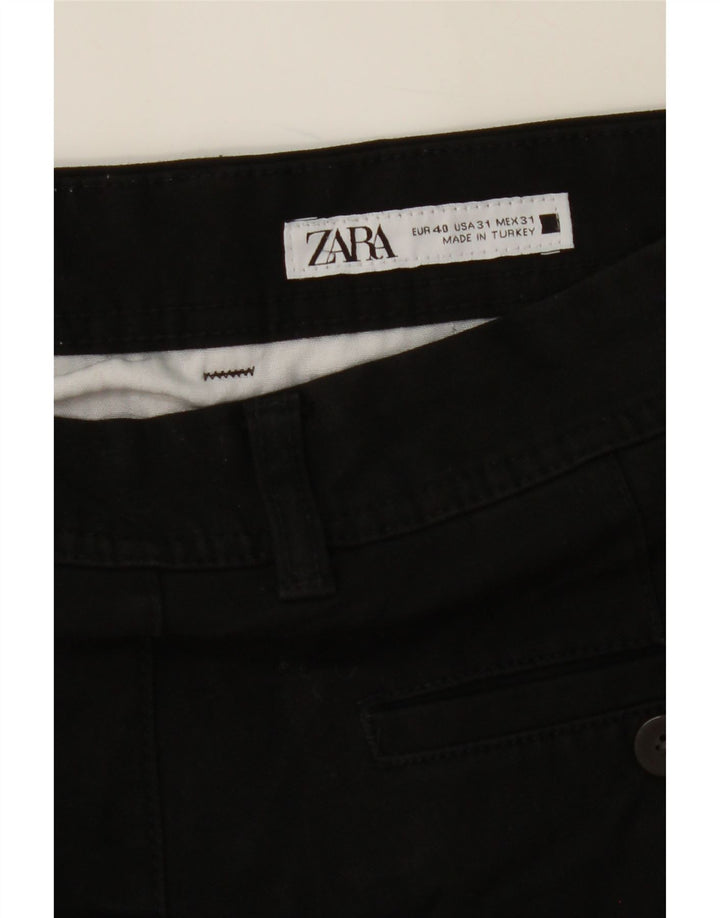 ZARA Mens Slim Chino Trousers EU 40 Medium W31 L28 Black Polyester Vintage Zara and Second-Hand Zara from Messina Hembry 