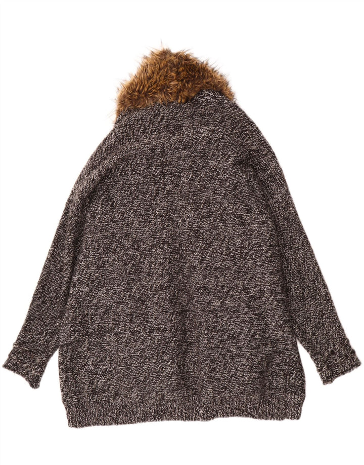 Guess Womens Oversized Longline Cardigan Sweater UK 10 Small Grey Flecked