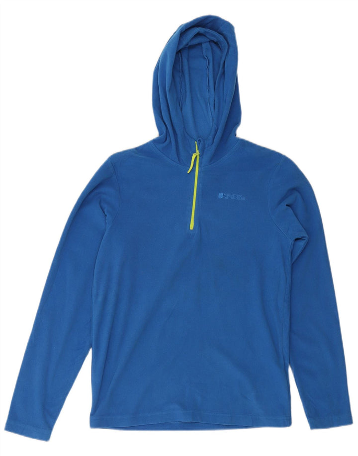 MOUNTAIN WAREHOUSE Boys Hooded Zip Neck Fleece Jumper 11-12 Years Blue