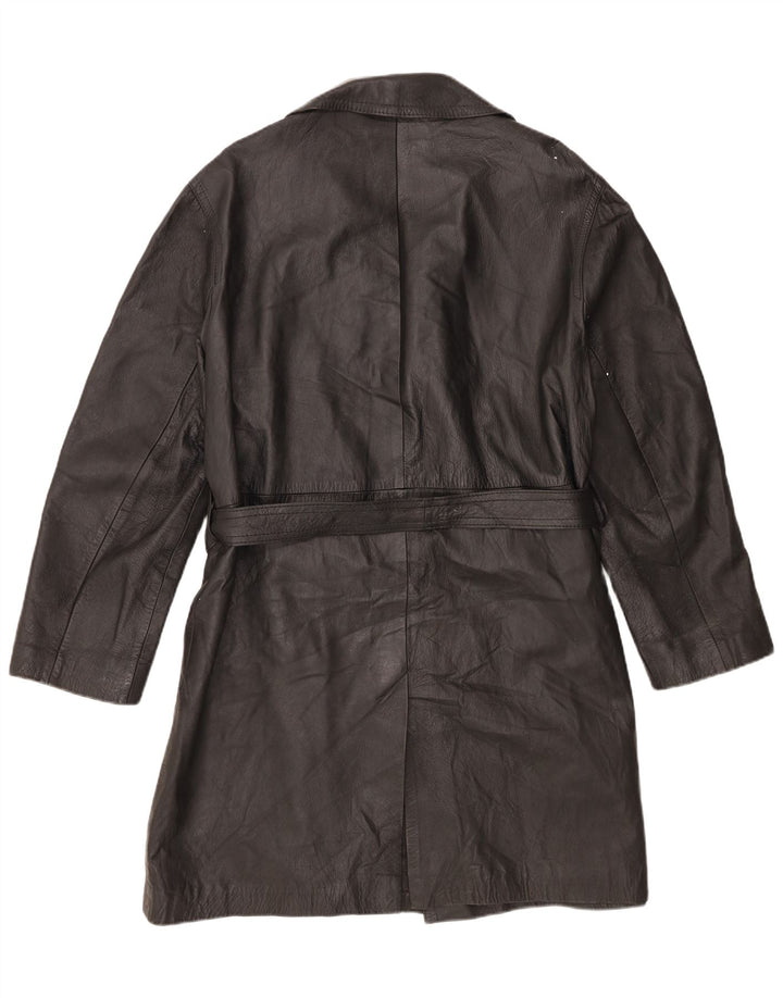 Vintage Womens Leather Coat UK 14 Large Black