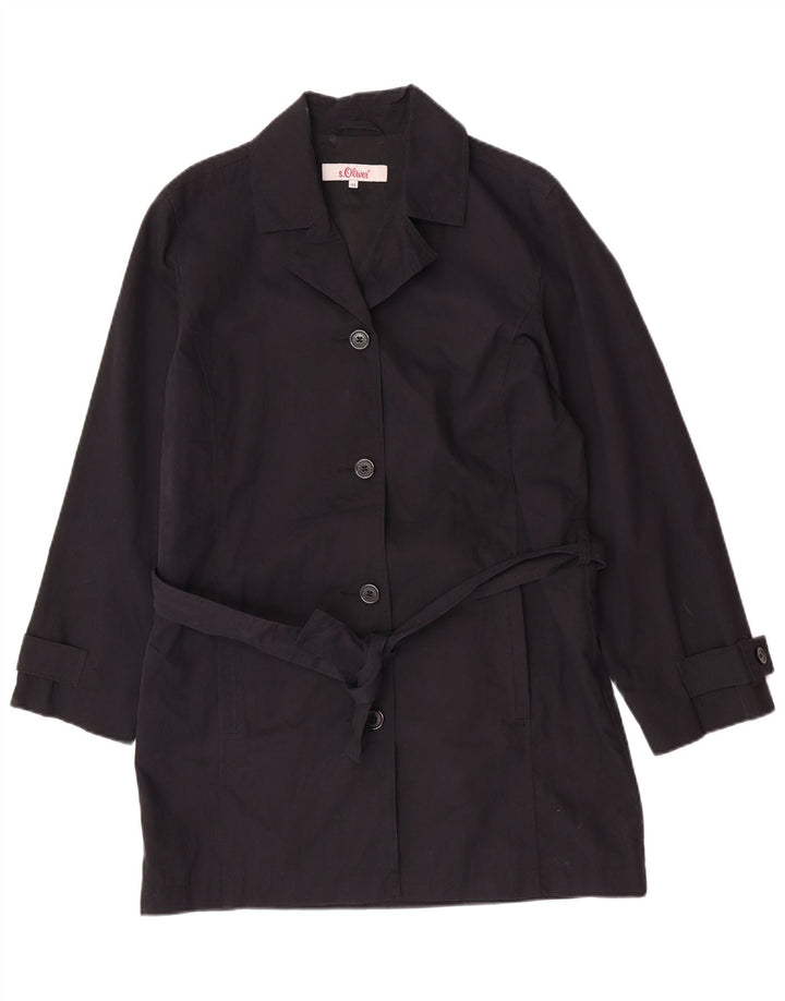 S.Oliver Womens Overcoat EU 40 Medium Black Cotton