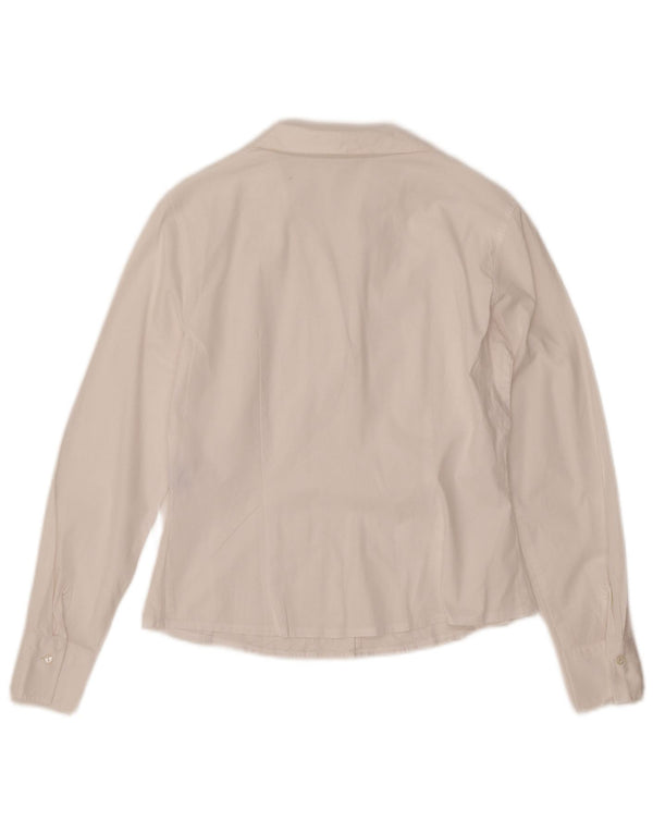 NARACAMICIE Womens Tuxedo Shirt UK 12 Medium White Cotton