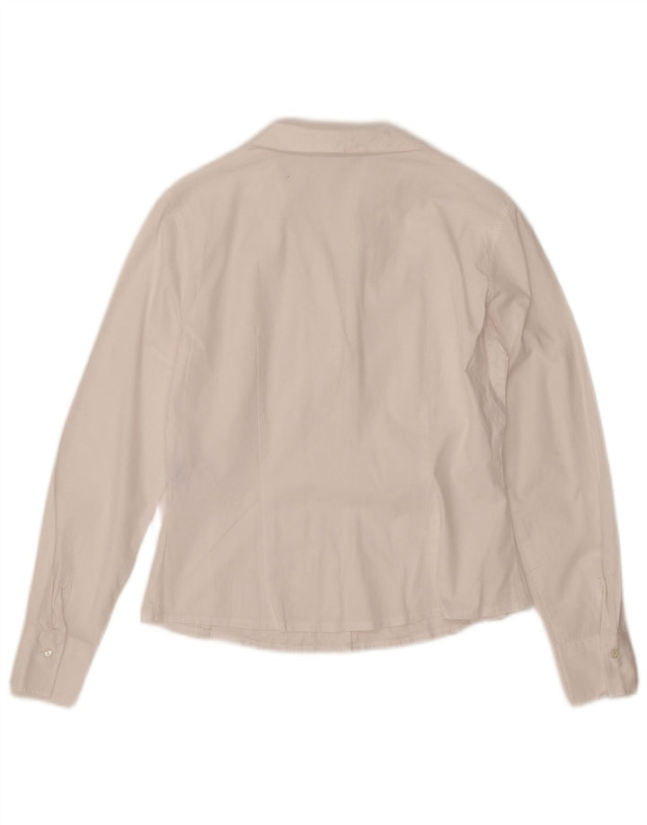 NARACAMICIE Womens Tuxedo Shirt UK 12 Medium White Cotton