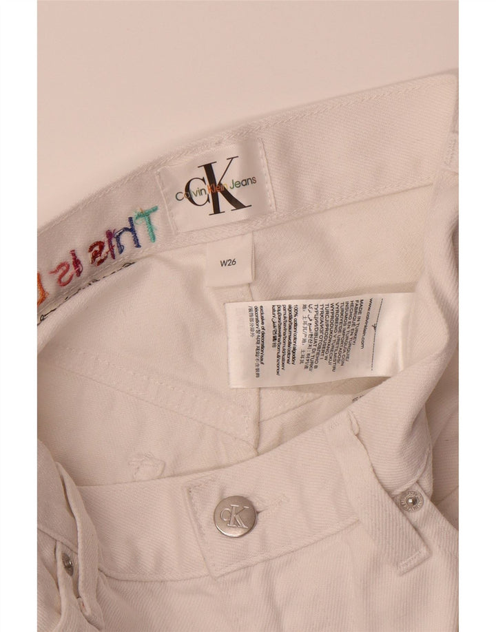 CALVIN KLEIN Womens Denim Shorts W26 Small White Cotton