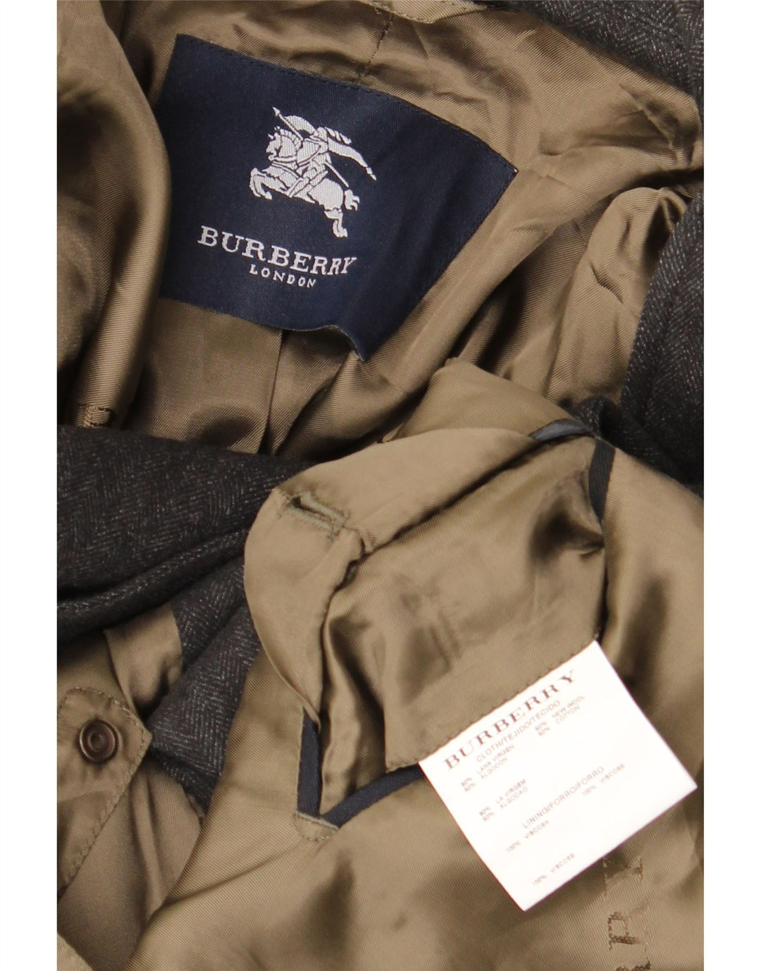 Burberry Mens 3 Button Blazer Jacket UK 42 XL Grey Herringbone Wool