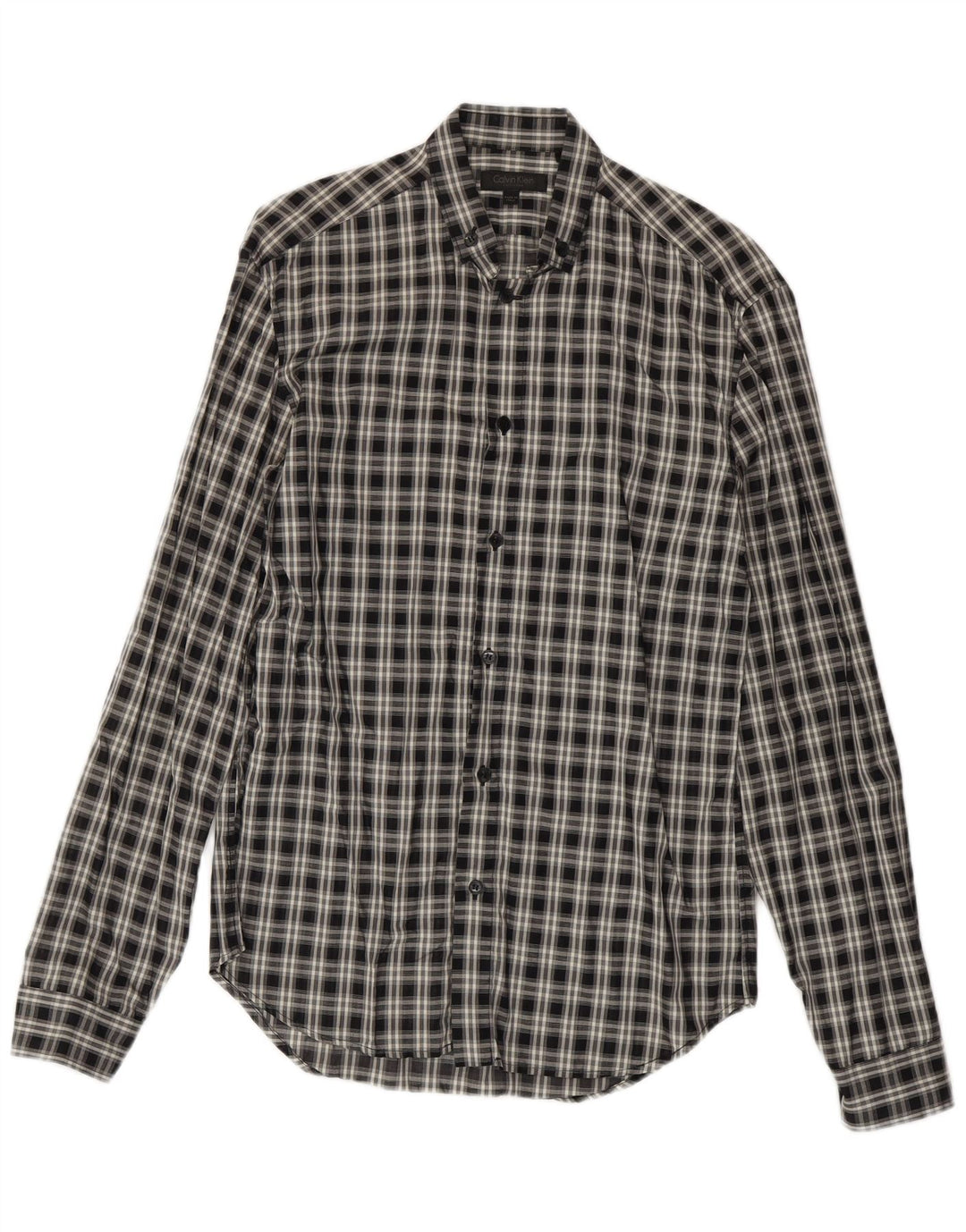 Calvin Klein Mens Shirt Medium Black Check Cotton