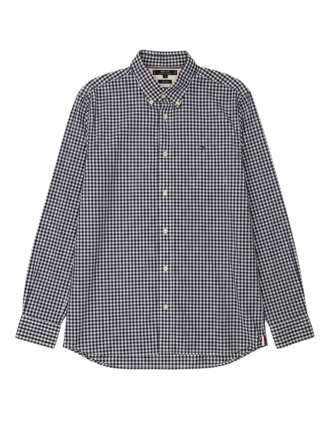 TOMMY HILFIGER Mens Regular Fit Shirt Large Blue Gingham Cotton
