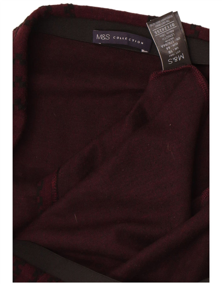 Marks & Spencer Womens Mini Skirt UK 16 Large W34 Burgundy Check Polyester
