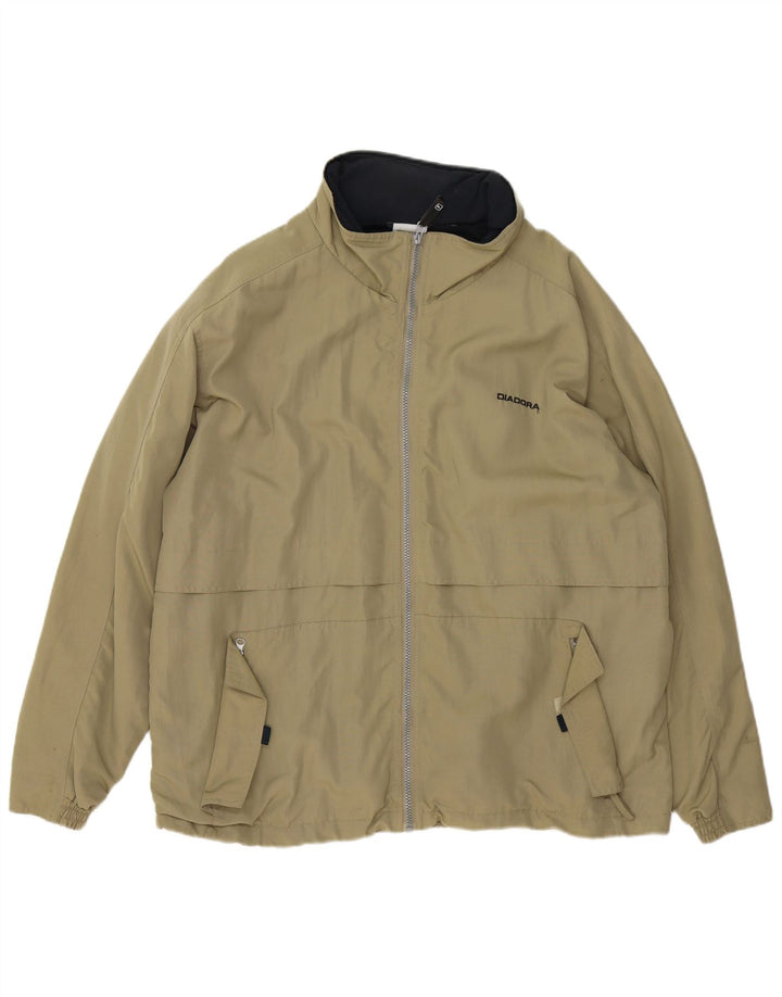 DIADORA Mens Loose Fit Rain Jacket UK 38 Medium Khaki Polyamide