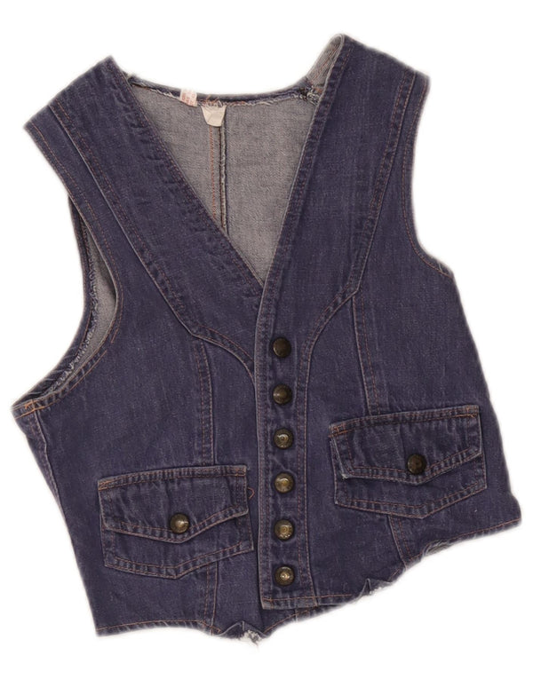 Vintage Girls Denim Waistcoat 8-9 Years Blue