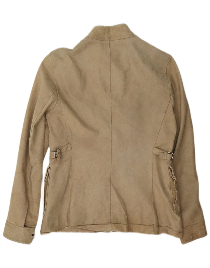 Vintage Womens Suede Jacket UK 14 Large Beige Leather