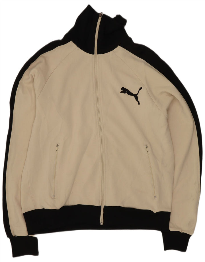 Puma Mens Tracksuit Top Jacket Large Beige Colourblock Polyester