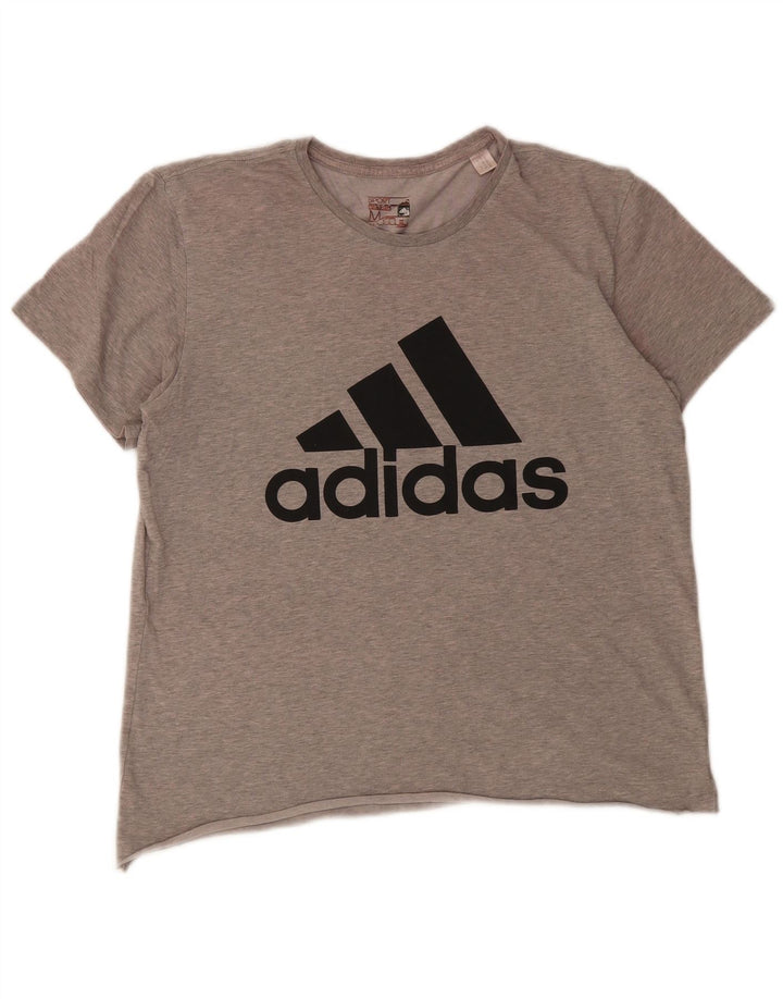 ADIDAS Mens Climalite Graphic T-Shirt Top Medium Grey Cotton