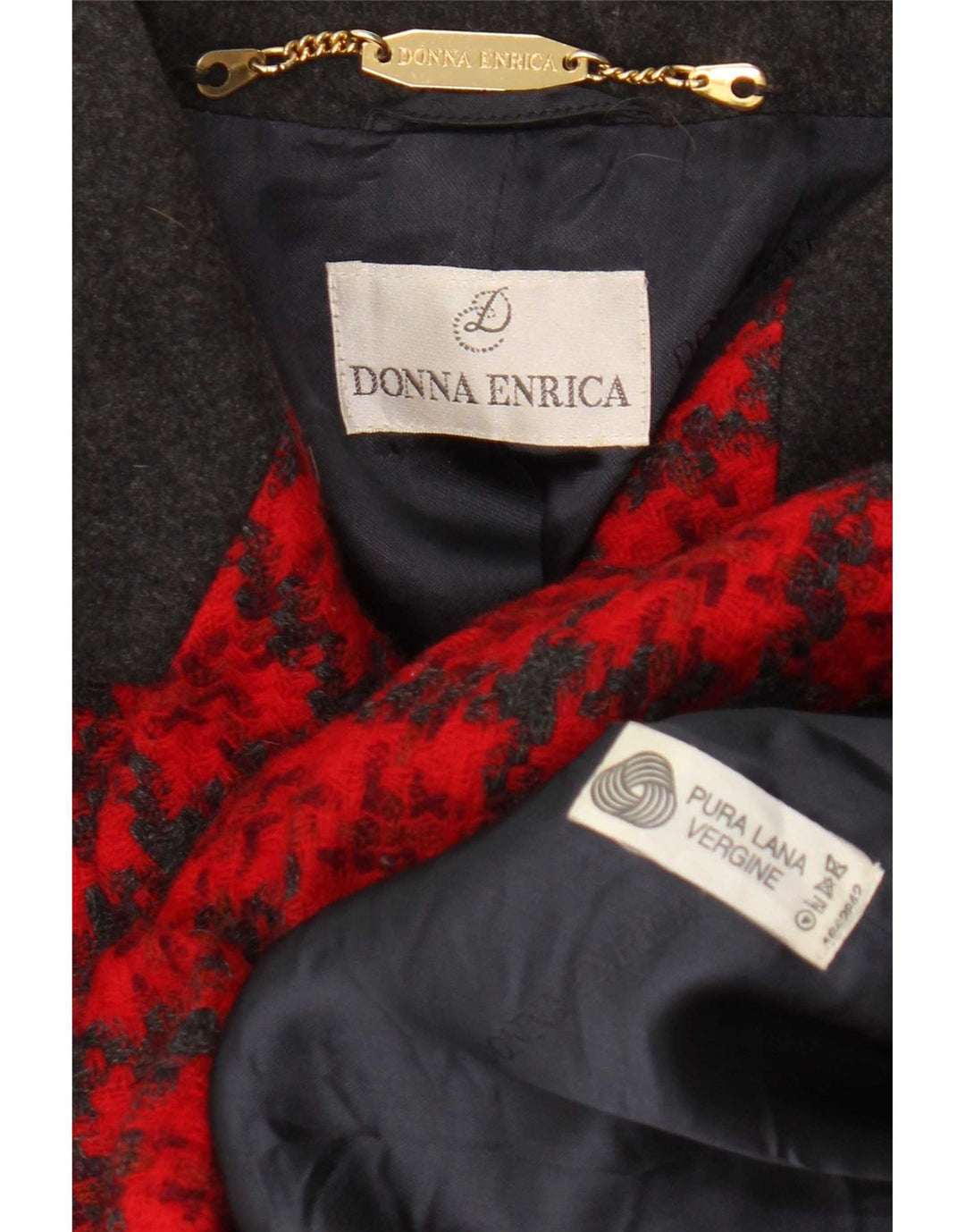 Donna Enrica Womens 3 Button Blazer Jacket UK 16 Large Red Houndstooth