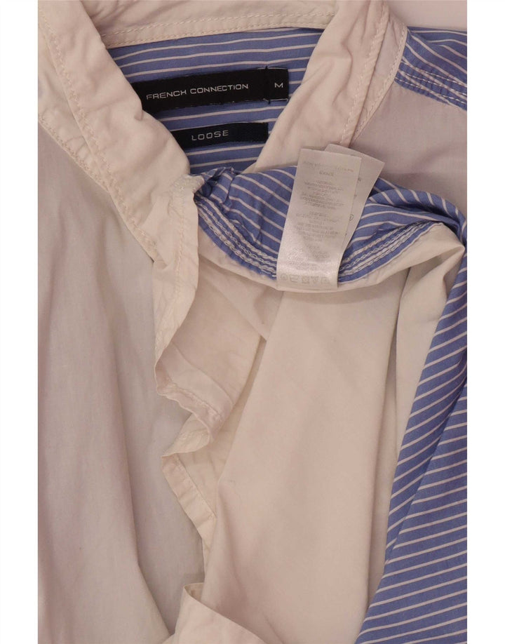 French Connection Mens Shirt Medium White Colourblock Cotton