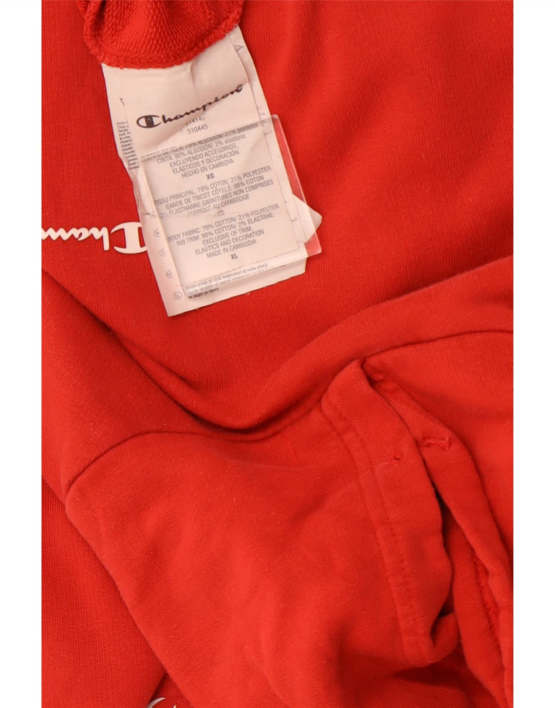 CHAMPION Mens Hoodie Jumper XL Red Cotton
