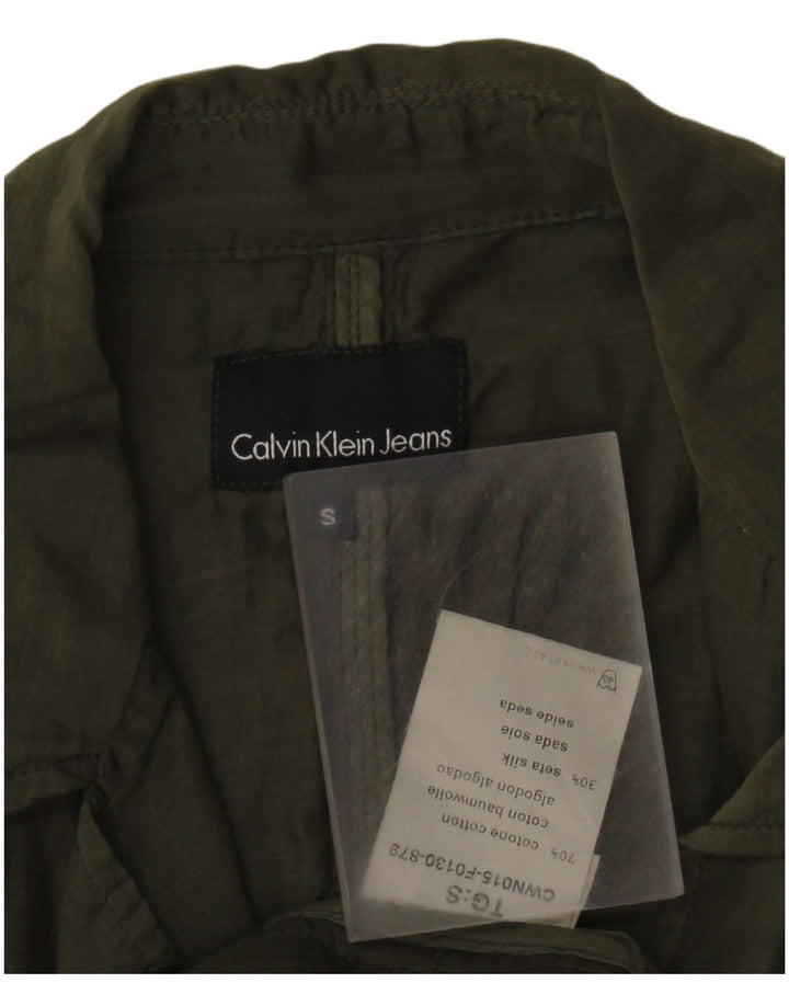 Calvin Klein Jeans Womens 2 Button Blazer Jacket UK 10 Small Green Cotton