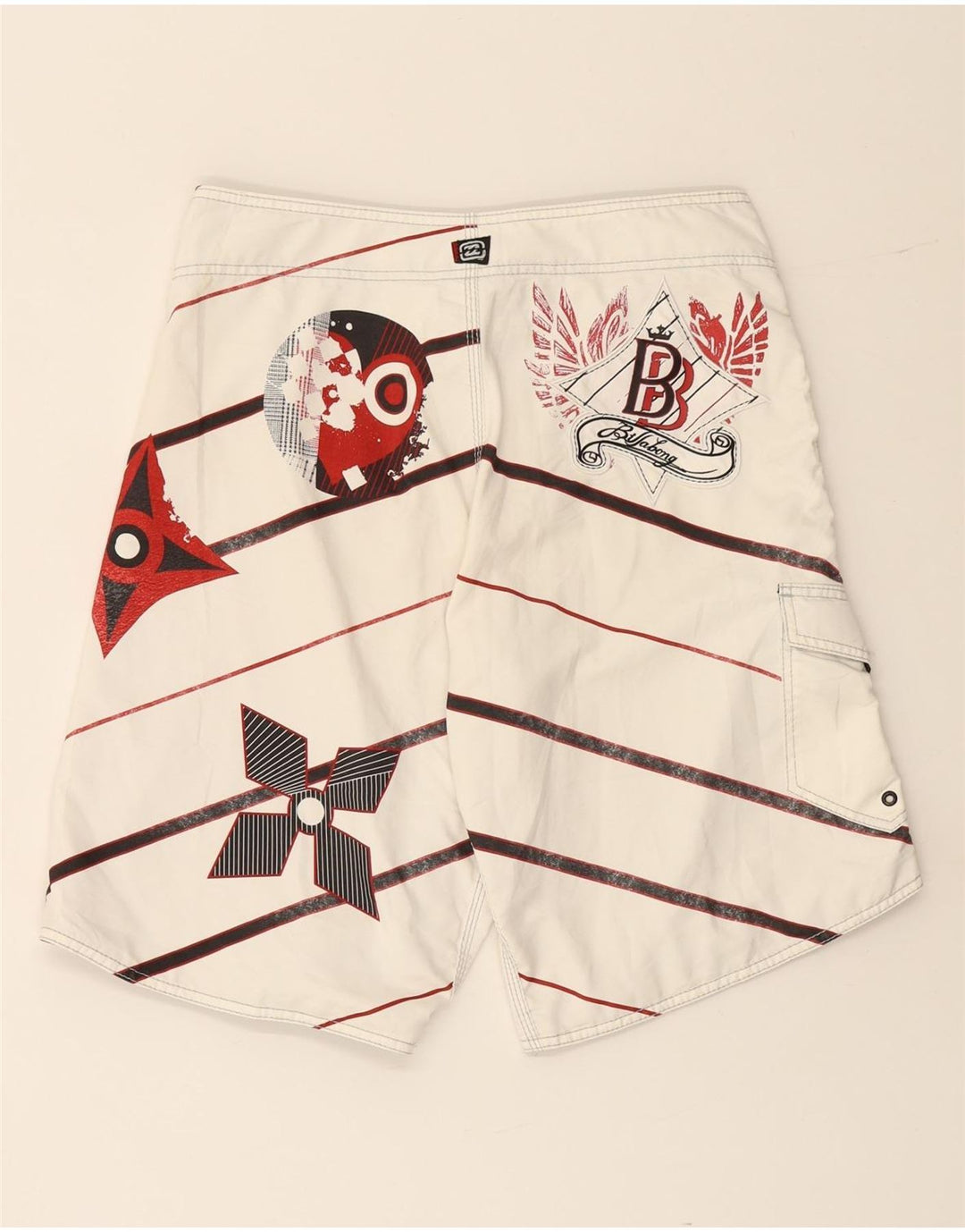 BILLABONG Mens Graphic Swimming Shorts Medium  Off White Striped