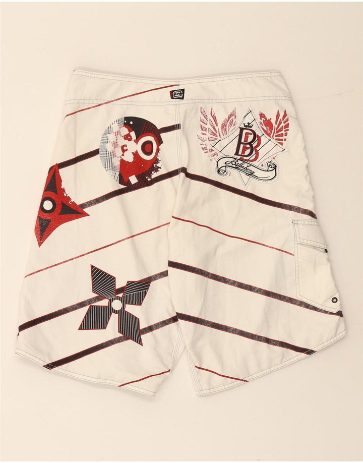 BILLABONG Mens Graphic Swimming Shorts Medium  Off White Striped