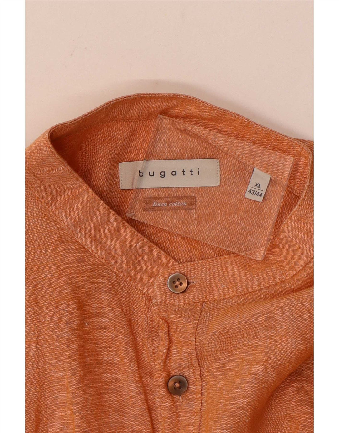 Bugatti Mens Pullover Shirt Size 43/44 XL Orange Linen
