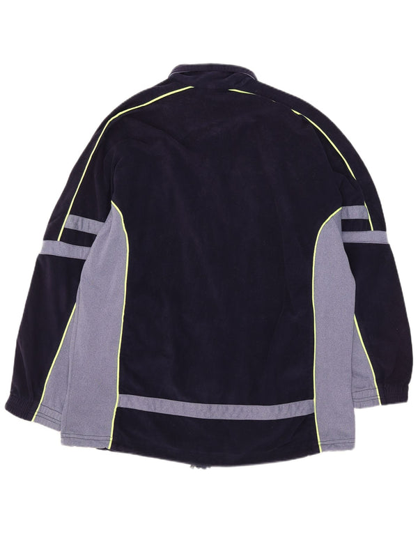 Diadora Mens Velour Tracksuit Top Jacket UK 42 Large Navy Blue Colourblock