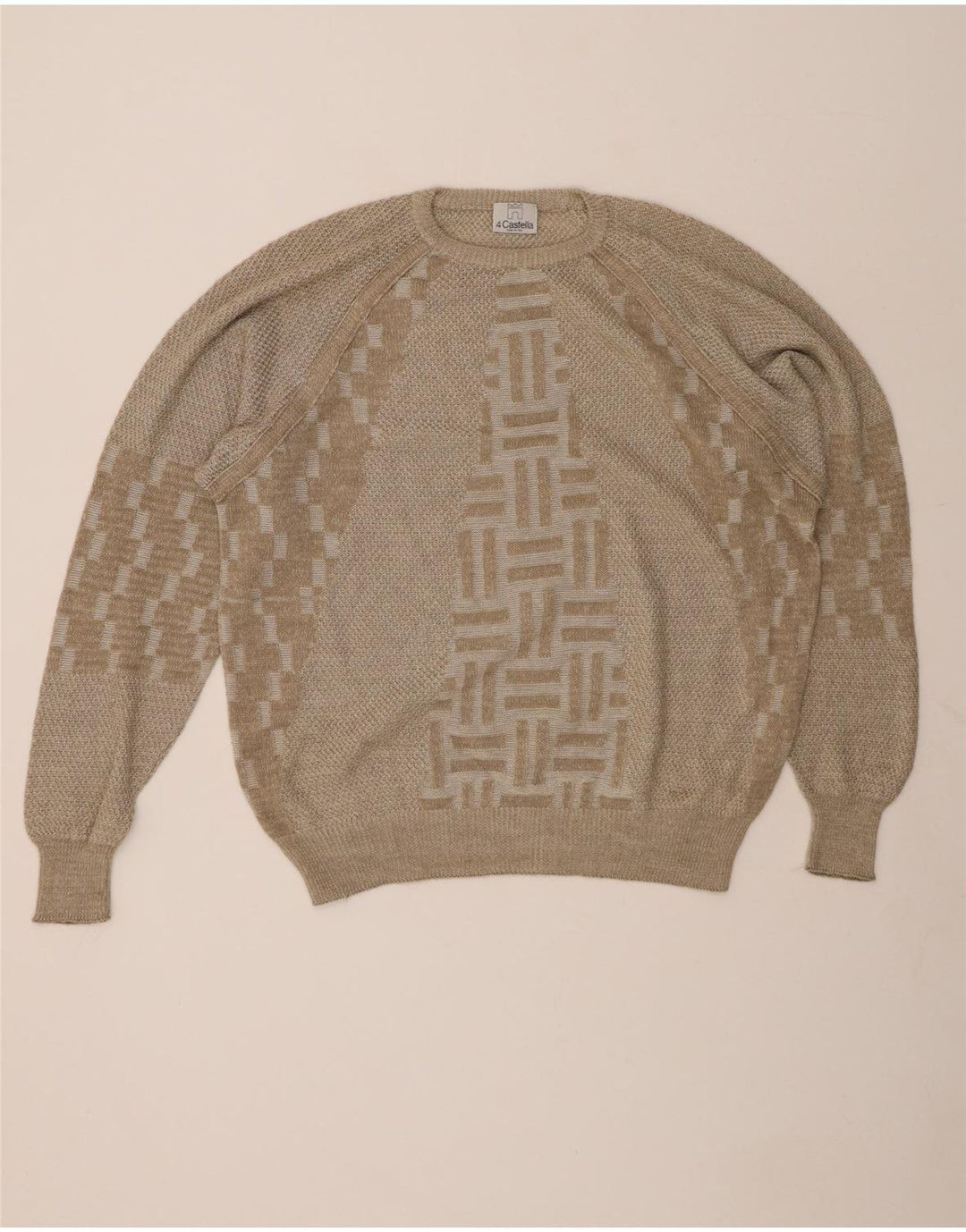 4 CASTELLA Mens Crew Neck Jumper Sweater XL Grey Geometric