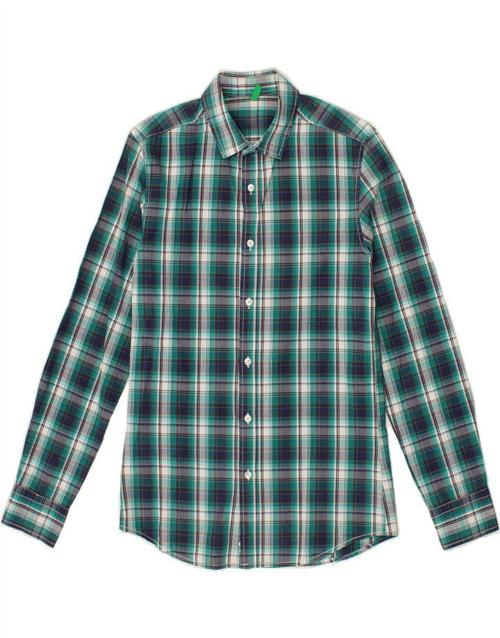 BENETTON Mens Shirt Small Green Check Cotton Vintage Benetton and Second-Hand Benetton from Messina Hembry 