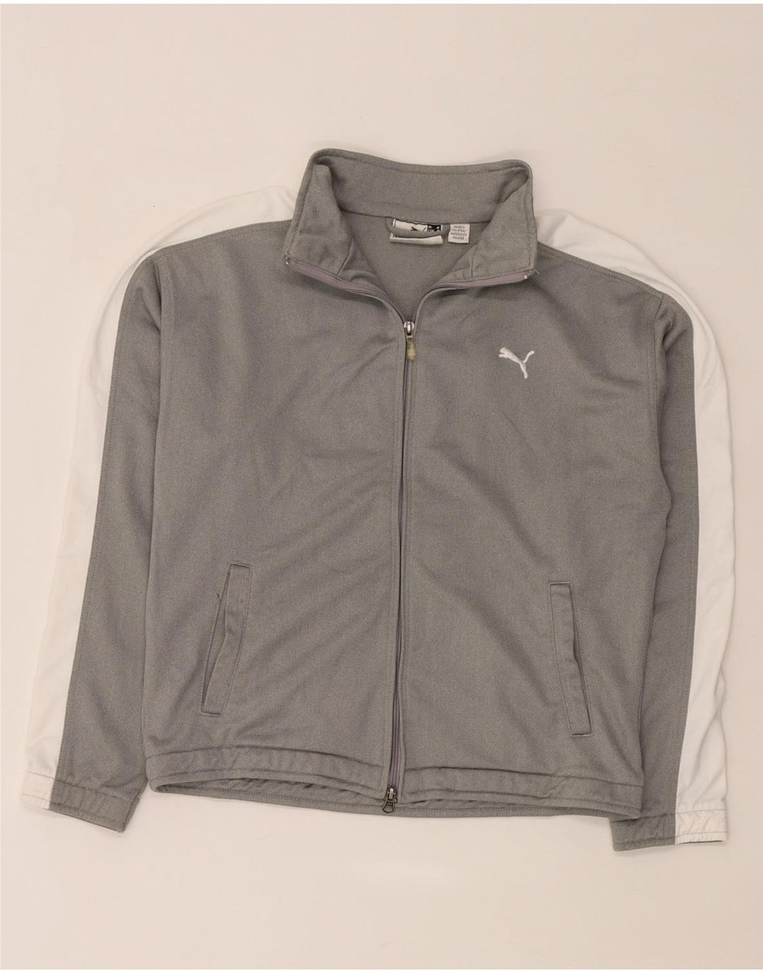 Puma Womens Tracksuit Top Jacket UK 12 Medium Grey Colourblock Polyester