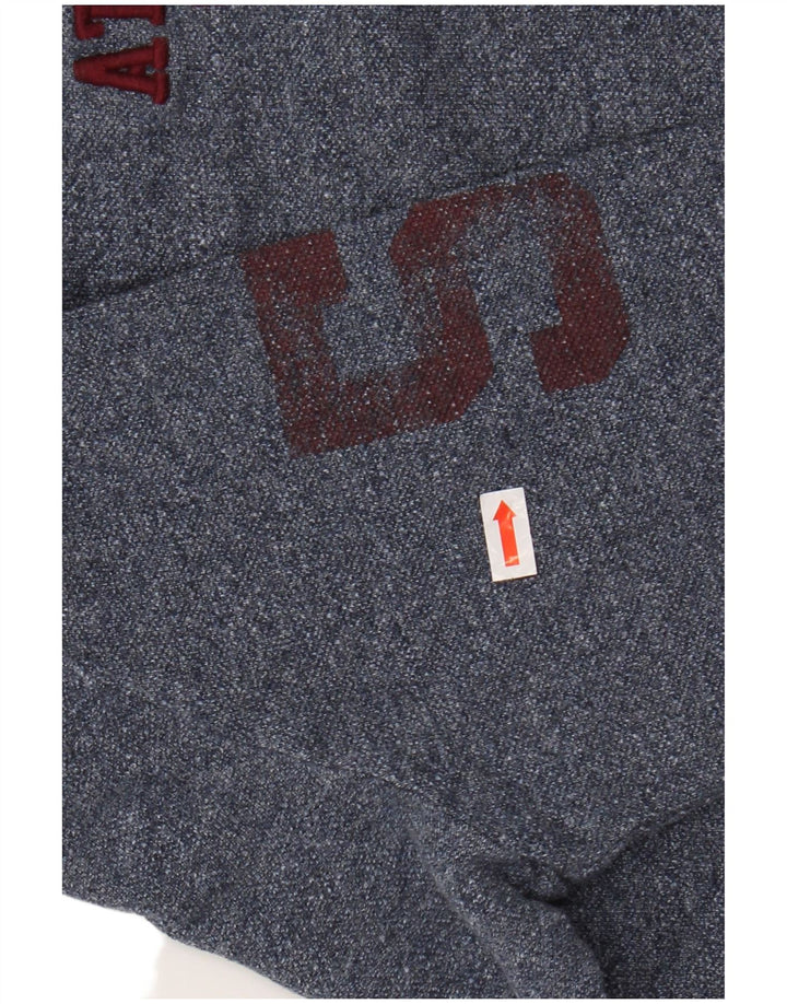 SUPERDRY Mens Graphic Long Sleeve Polo Shirt Small Navy Blue Cotton