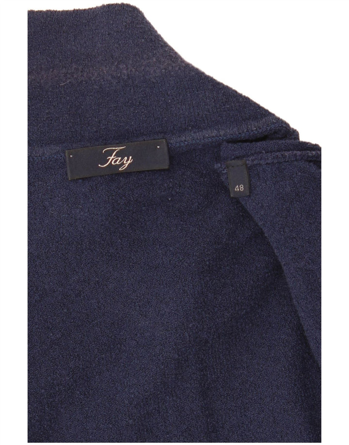 Fay Mens Polo Shirt IT 48 Medium Navy Blue Colourblock