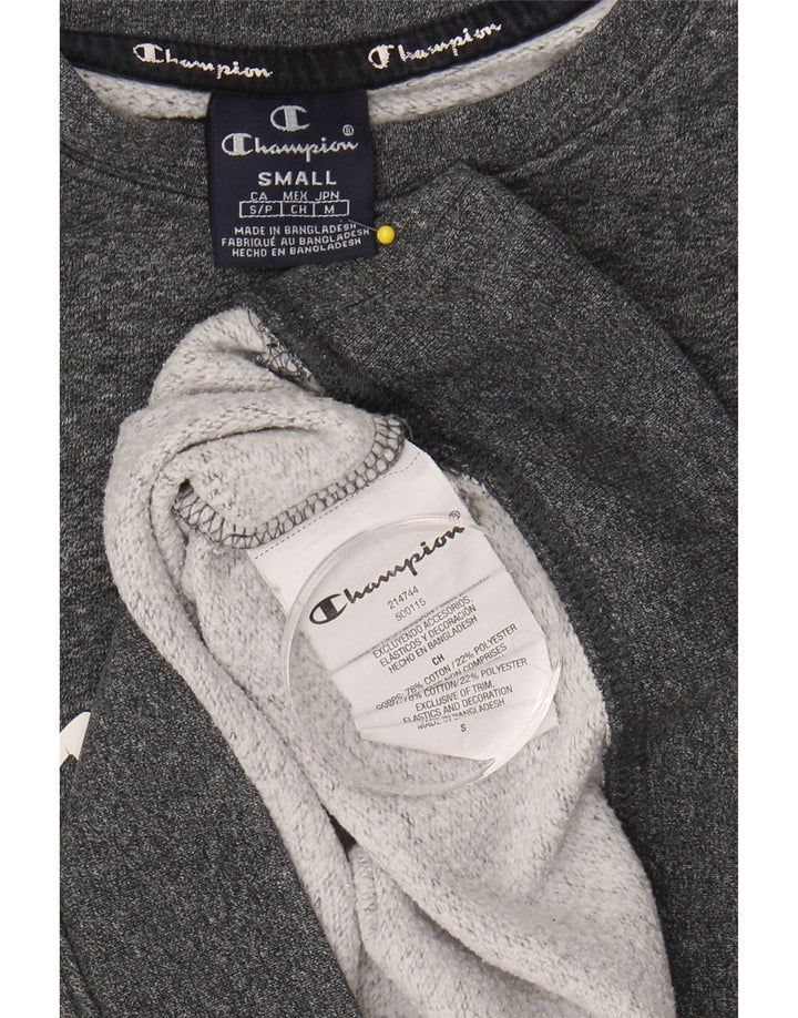 CHAMPION Mens Graphic Sweatshirt Jumper Small Grey Cotton Vintage Champion and Second-Hand Champion from Messina Hembry 