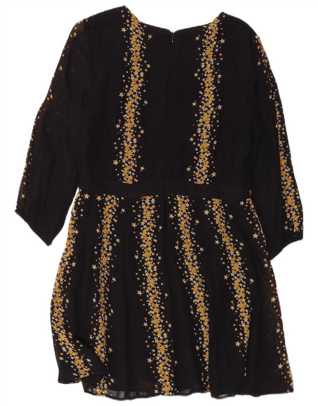 MONSOON Womens Abstract Pattern 3/4 Sleeve A-Line Dress UK 12 Medium Black