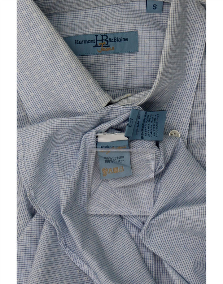 HARMONT & BLAINE Mens Shirt Small Blue Check Cotton Vintage Harmont & Blaine and Second-Hand Harmont & Blaine from Messina Hembry 