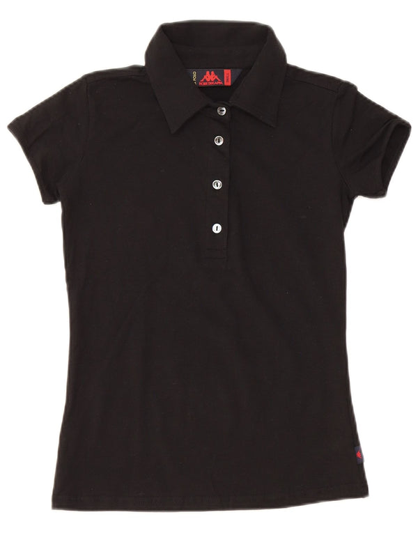 KAPPA Womens Polo Shirt UK 8 Small Black Cotton