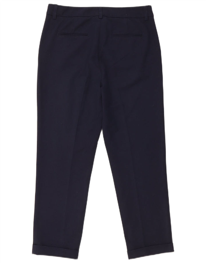Benetton Womens Cropped Trousers UK 8 Small W28 L24 Navy Blue Polyester