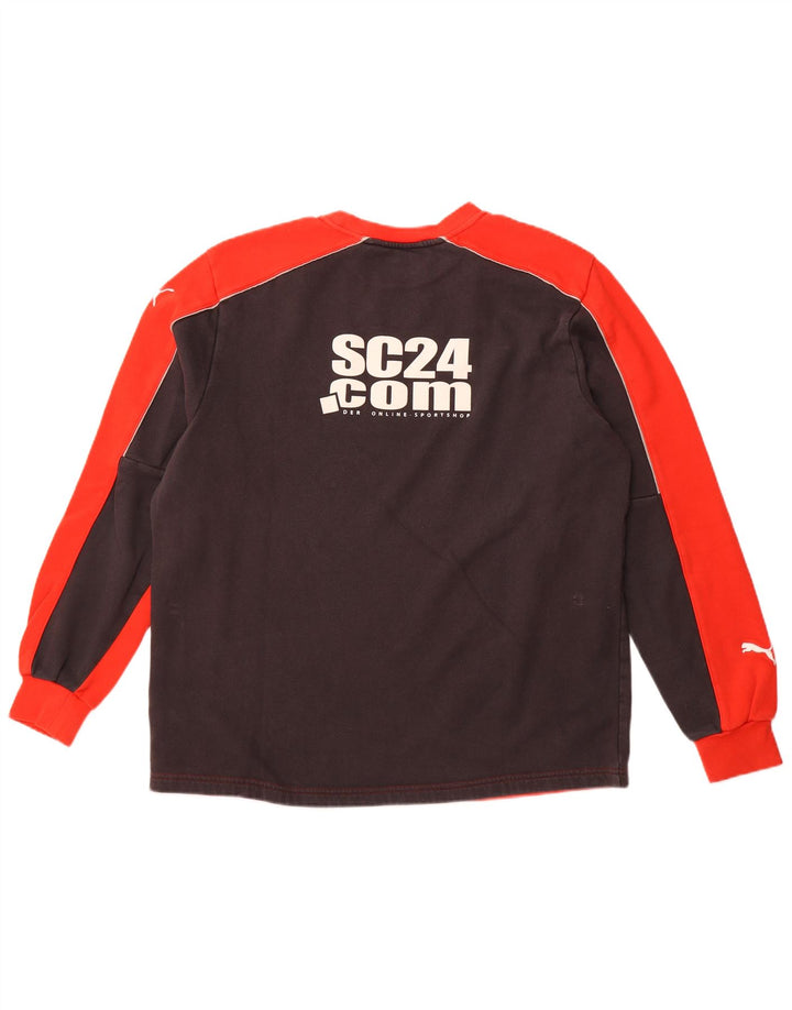 PUMA Mens Graphic Sweatshirt Jumper Large Red Colourblock Cotton