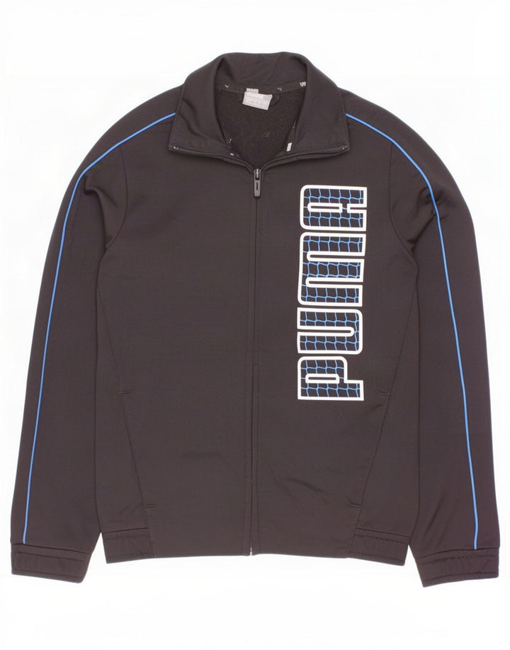 Puma Boys Graphic Tracksuit Top Jacket 7-8 Years Black Polyester