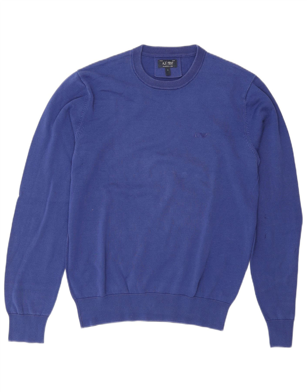 Armani Jeans Mens Crew Neck Jumper Sweater Small Blue Cotton