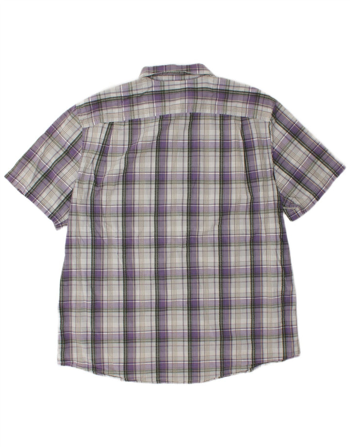 EDDIE BAUER Mens Classic Fit Short Sleeve Shirt XL Purple Check