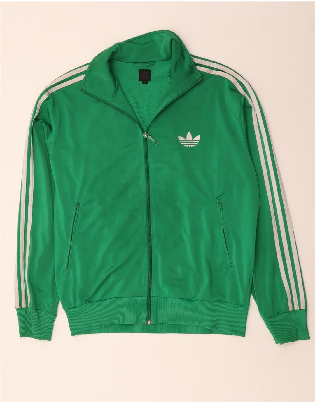 Adidas Mens Tracksuit Top Jacket Large Green Polyester