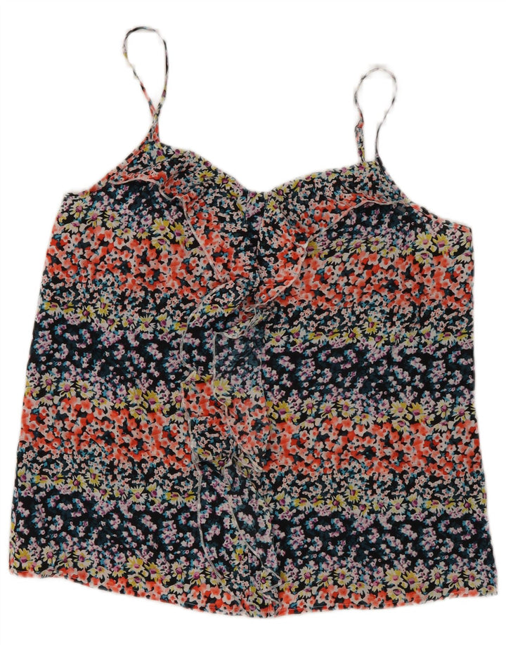 Oasis Womens Ruffle Front Cami Top UK 12 Medium Multicoloured Floral