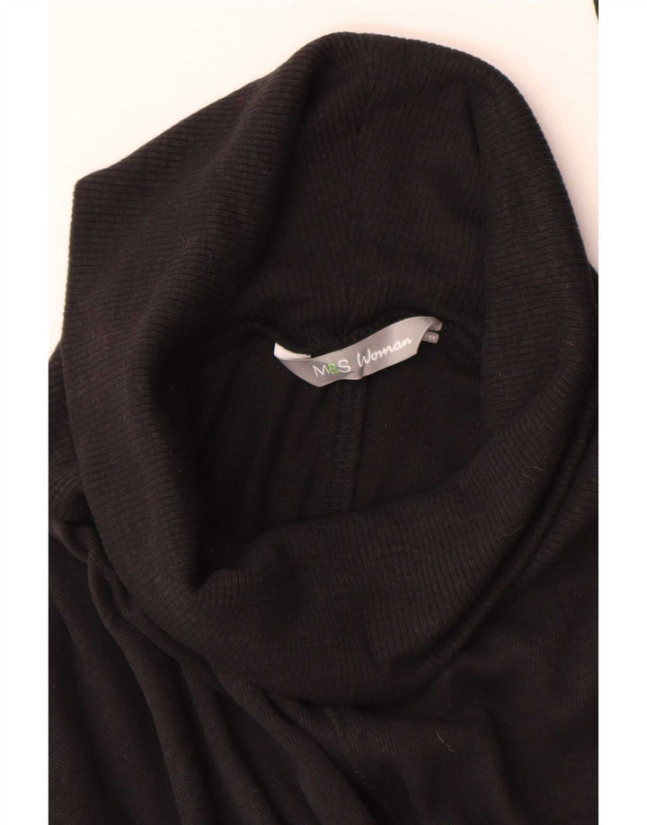 Marks & Spencer Womens Longline Roll Neck Jumper Sweater UK 10 Small Black