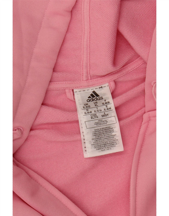 ADIDAS Womens Graphic Zip Hoodie Sweater UK 20/22 XL Pink Polyester
