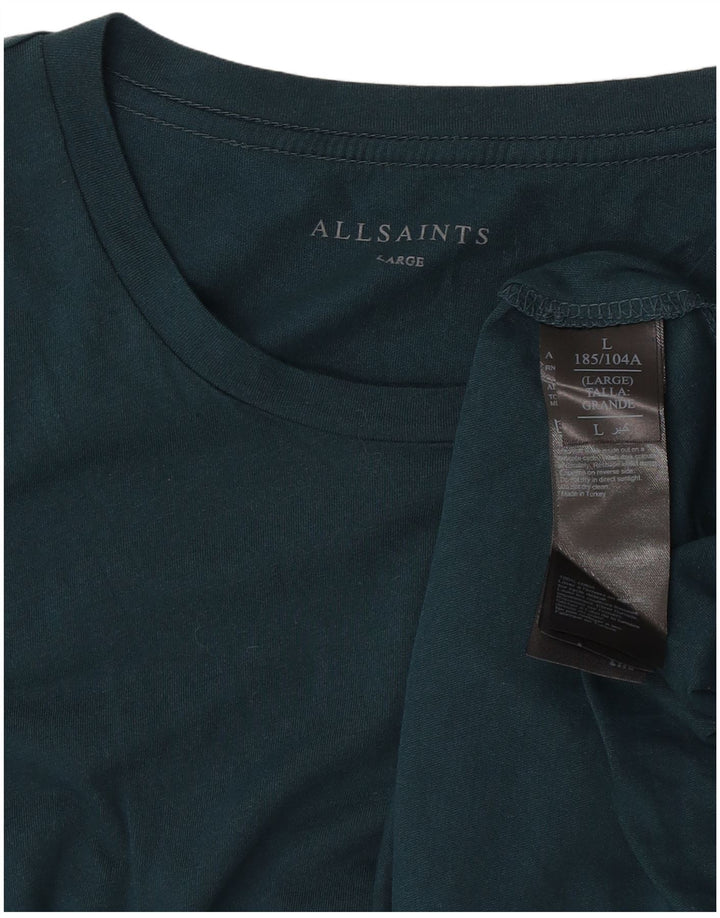 ALL SAINTS Mens T-Shirt Top Large Green Cotton
